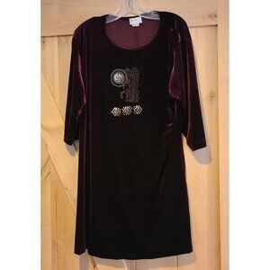 Vtg Breezy Mode Velvet Dress Size L Cocopelli Tribal Forrest Fairy Fertility